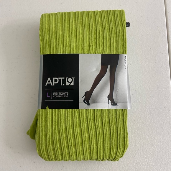 Apt. 9 Accessories - NEW Apt.9 women’s light green ribbed tights knit soft control tummy waist large